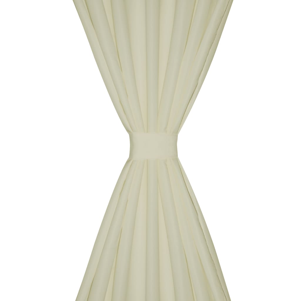 Micro-Satijnen Gordijnen Met Ringen 140 X 245 Cm 2 Stuks (Creme)