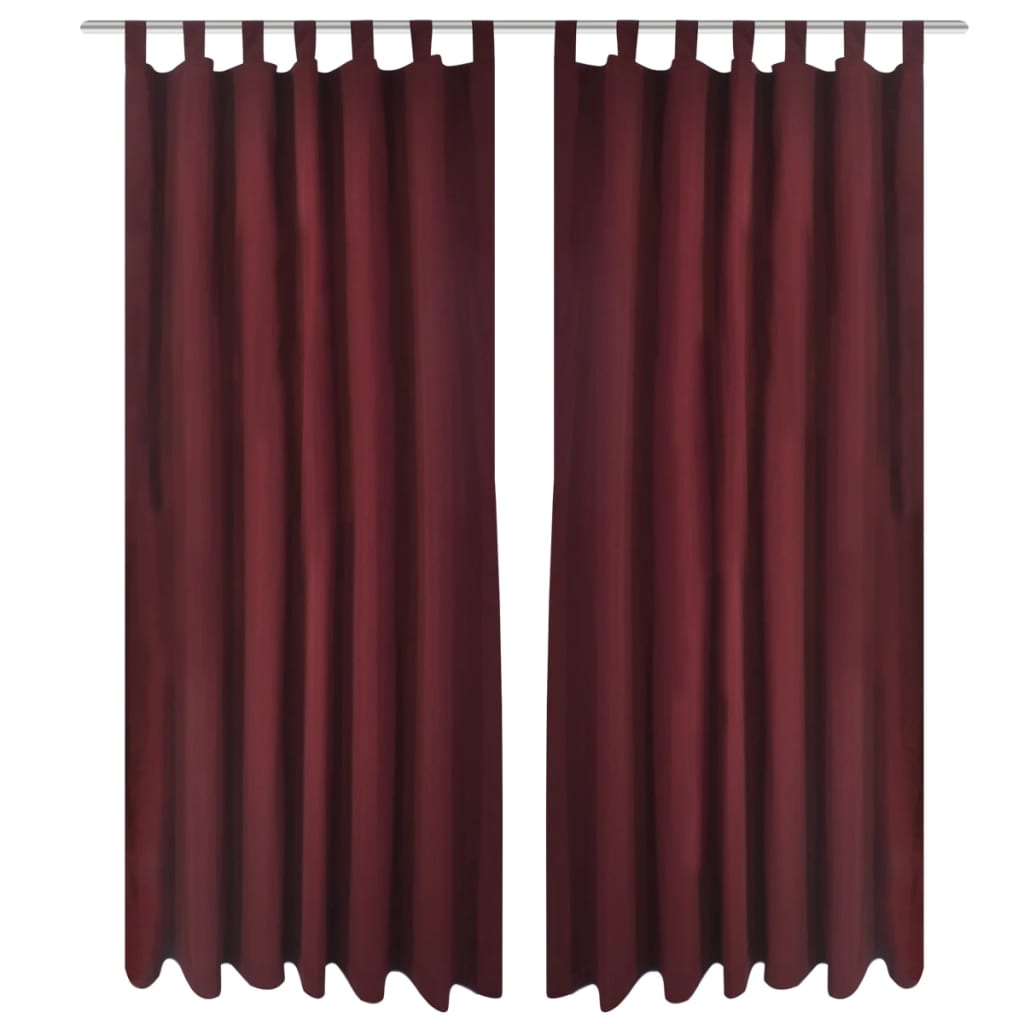 Micro-Satijnen Gordijnen Met Ringen 140 X 175 Cm 2 Stuks (Wijnrood)