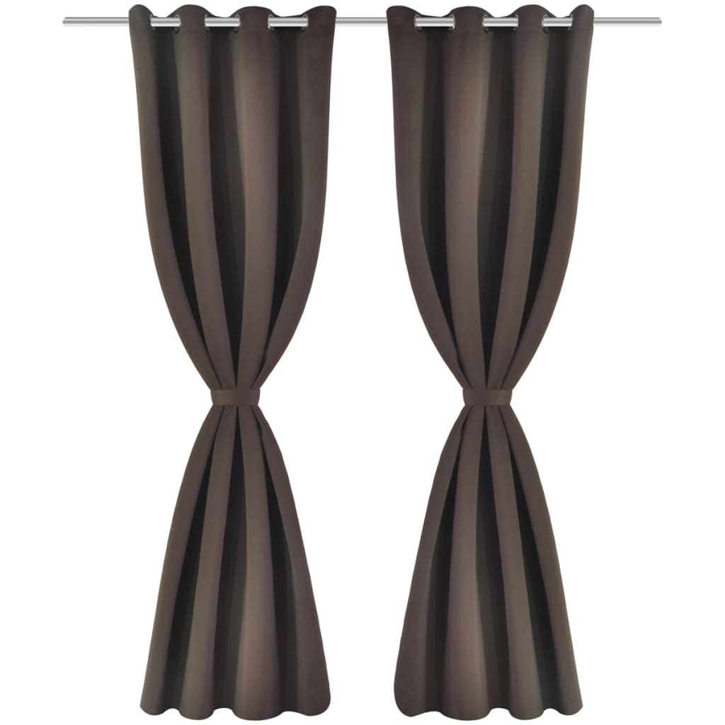 Gordijnen Met Metalen Ringen 135 X 245 Cm 2 Stuks (Bruin)