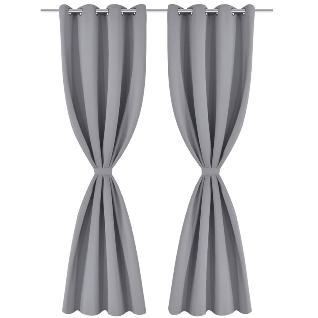 Gordijnen Met Metalen Ringen 135 X 245 Cm 2 Stuks (Grijs)