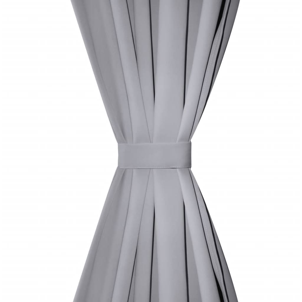 Gordijnen Met Metalen Ringen 135 X 245 Cm 2 Stuks (Grijs)
