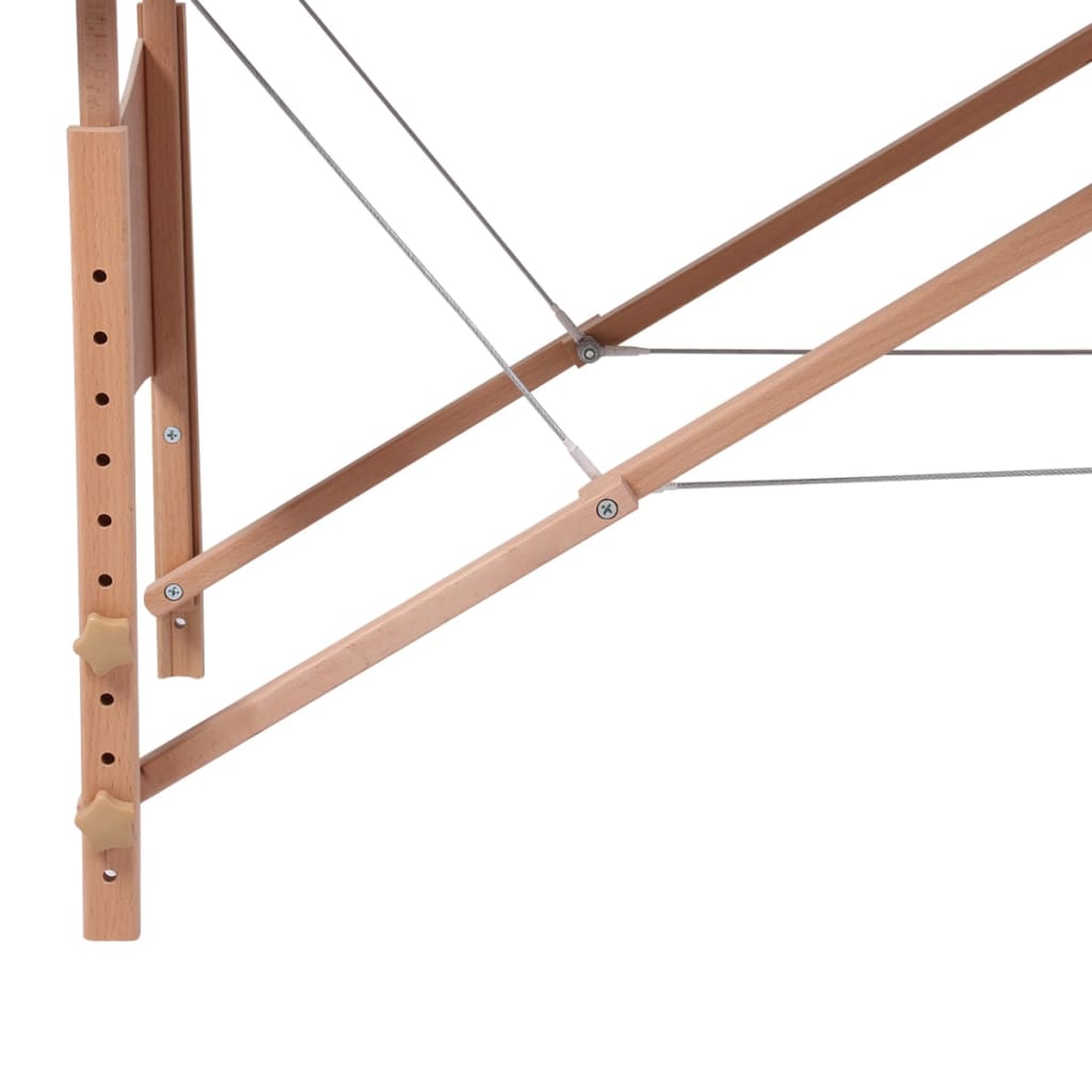 Inklapbare Massagetafel 2 Zones Met Houten Frame (Creme)
