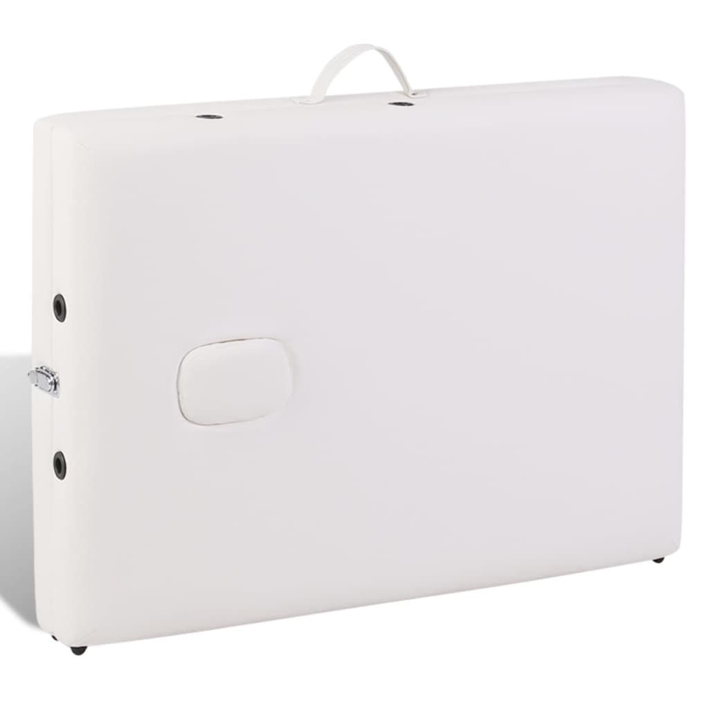 Inklapbare Massagetafel 2 Zones Met Houten Frame (Creme)