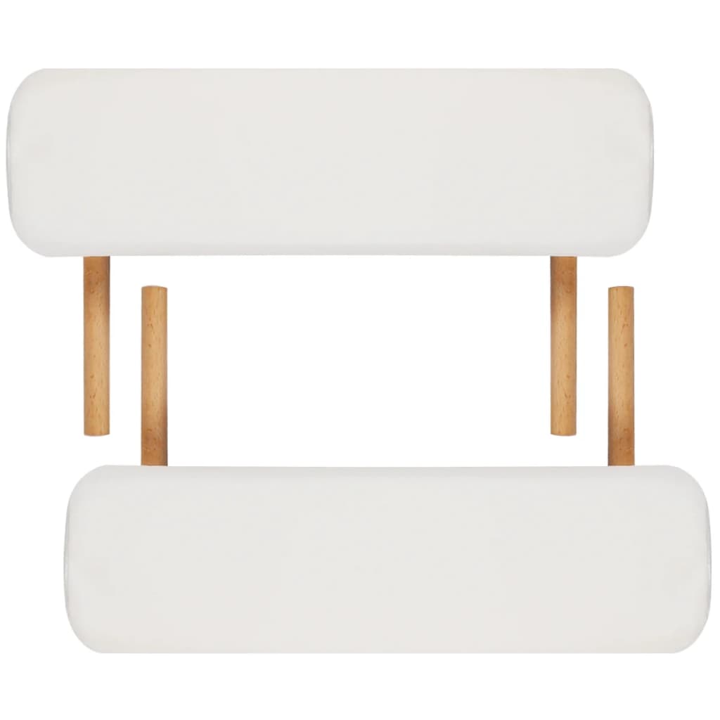 Inklapbare Massagetafel 2 Zones Met Houten Frame (Creme)