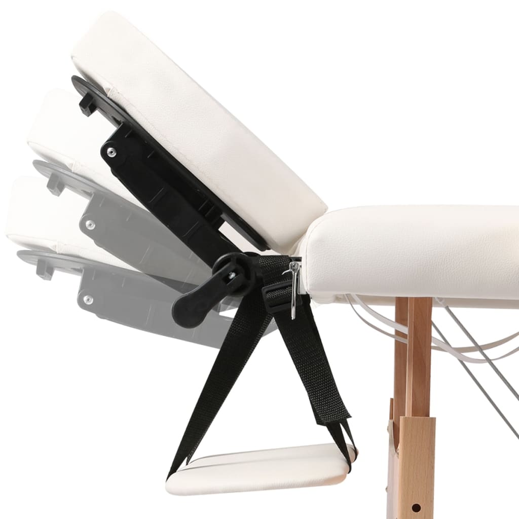 Inklapbare Massagetafel 2 Zones Met Houten Frame (Creme)