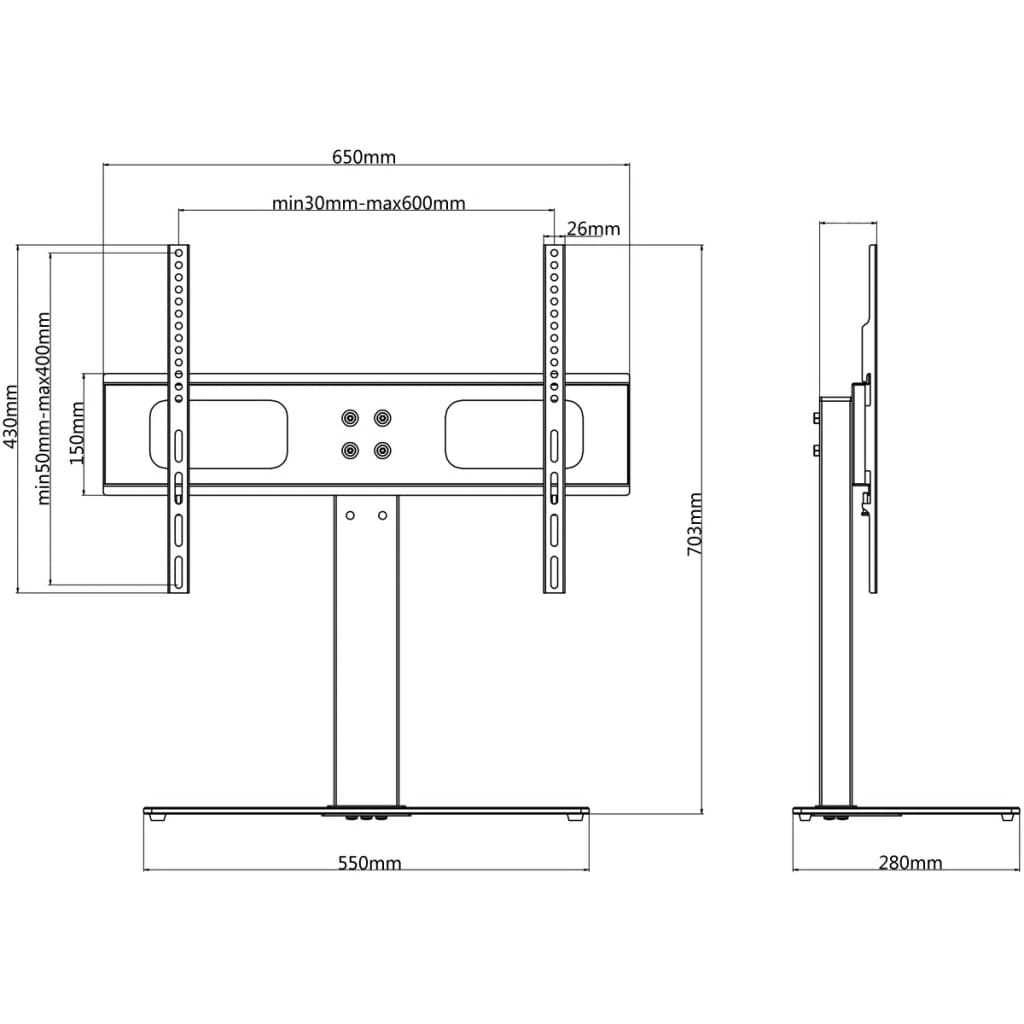 Tv-Beugel Met Basis 600X400 Mm 32"-70"