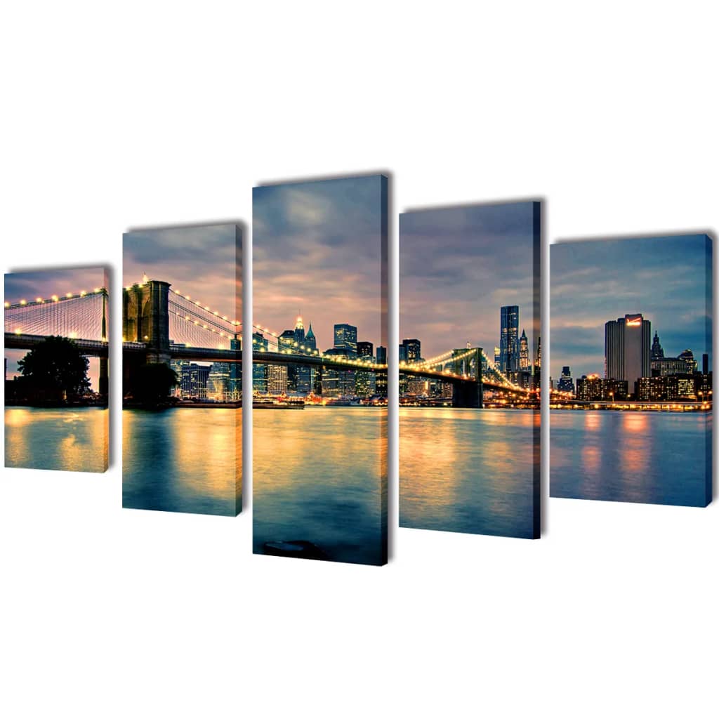 Canvasdoeken Brooklyn Bridge Uitzicht Over River 100 X 50 Cm