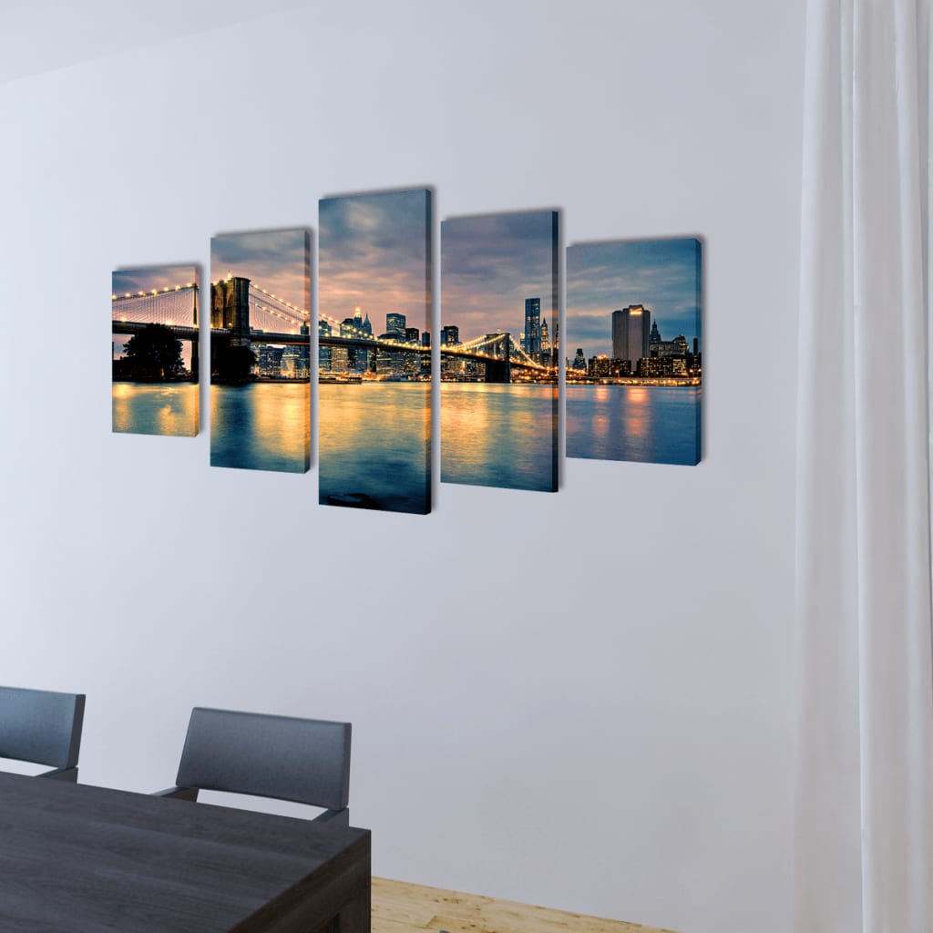 Canvasdoeken Brooklyn Bridge Uitzicht Over River 100 X 50 Cm