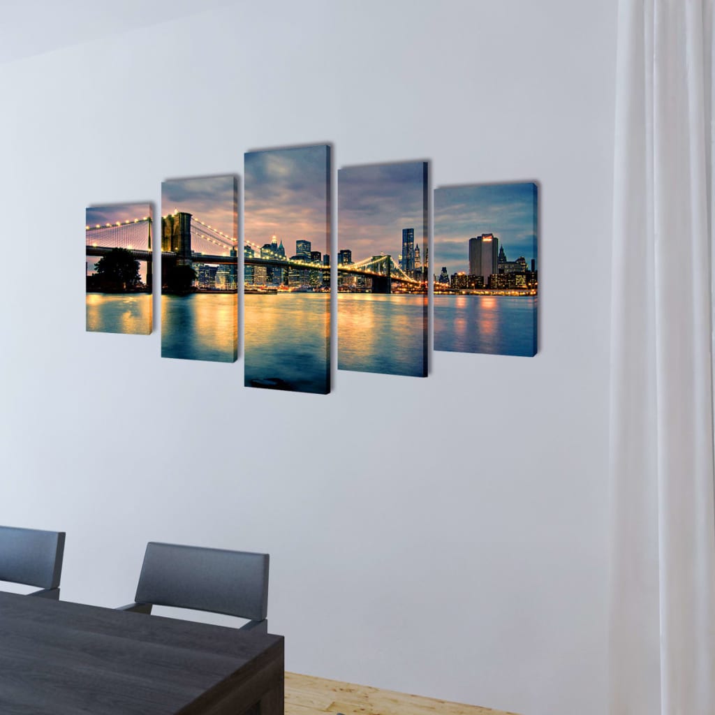 Canvasdoeken Brooklyn Bridge Rivier Uitzicht 200 X 100 Cm