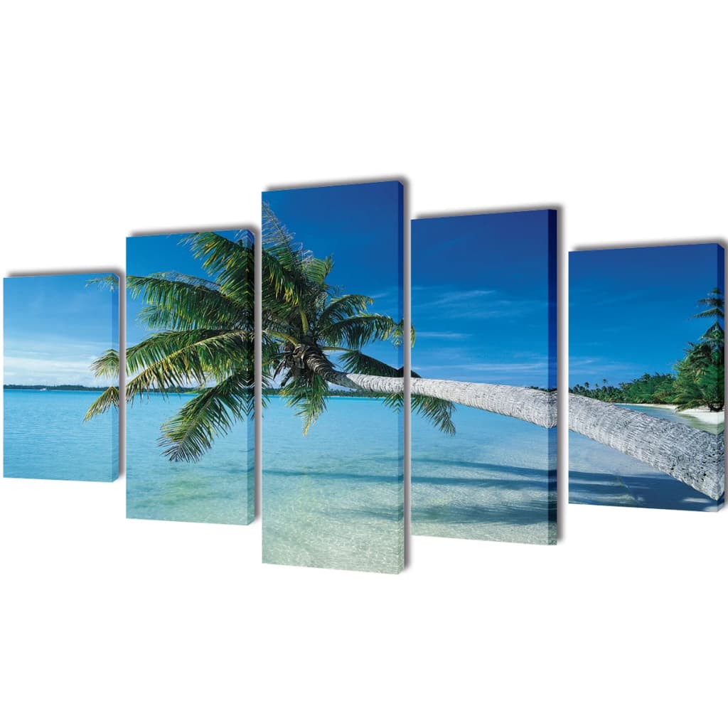 Canvasdoeken Zandstrand Met Palmboom 200 X 100 Cm
