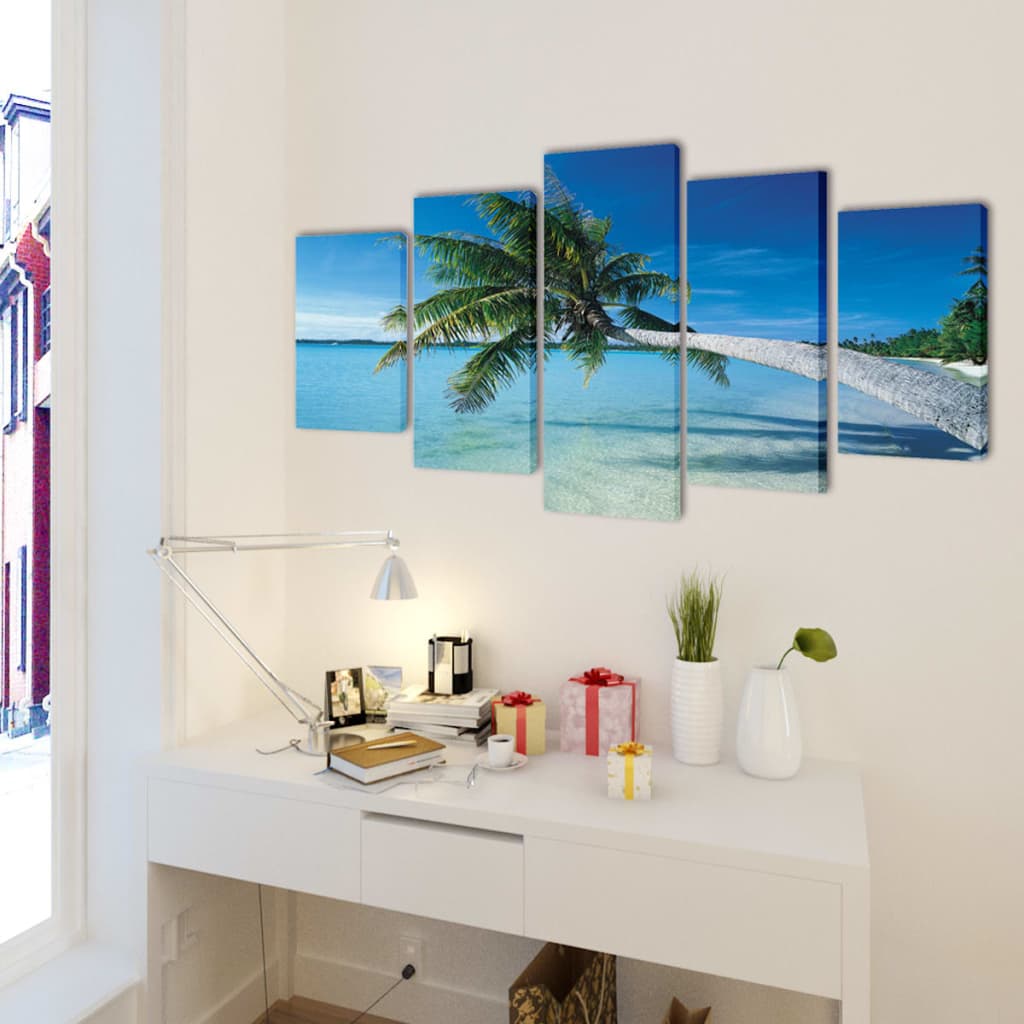 Canvasdoeken Zandstrand Met Palmboom 200 X 100 Cm
