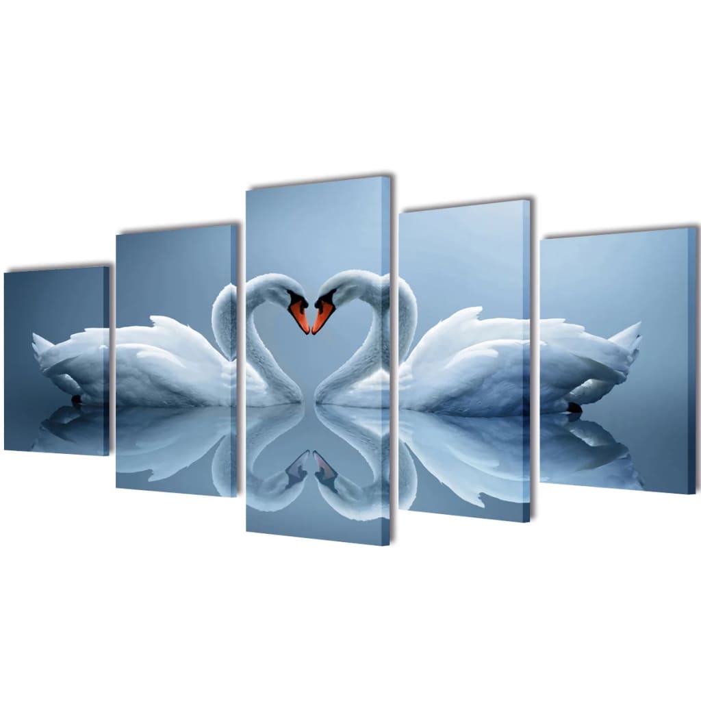 Canvas Wall Print Set Zwaan 200 X 100 Cm