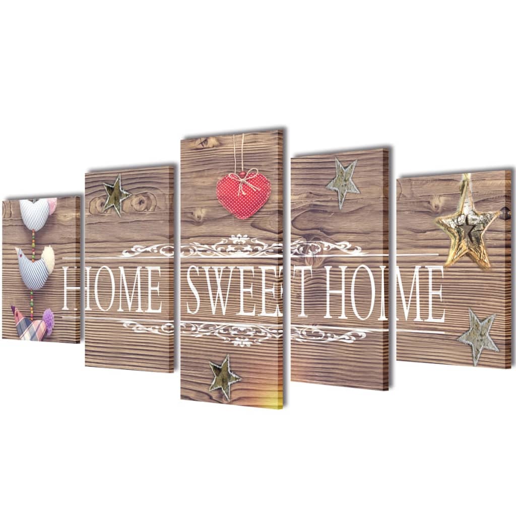 Canvas Wall Print Set Home Sweet Home Design 200 X 100 Cm
