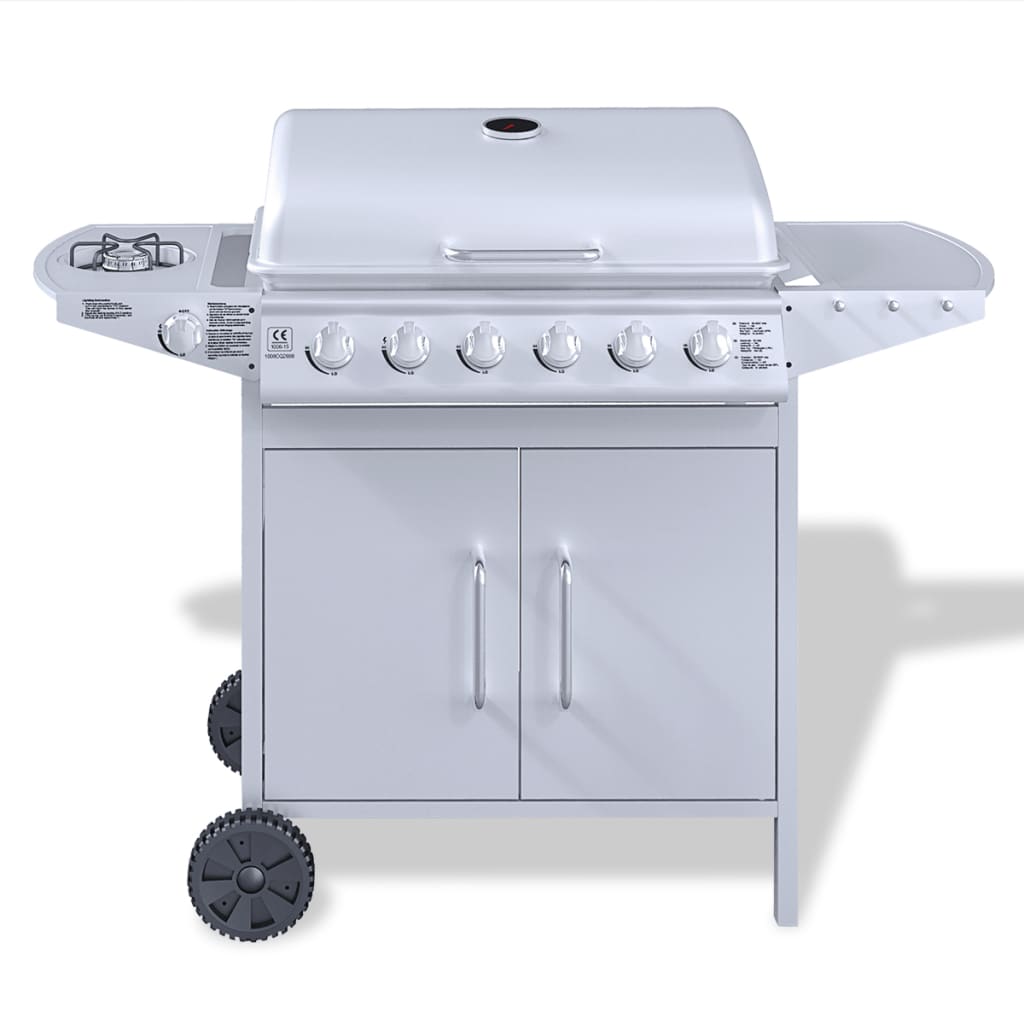 Gasbarbecue En Grill 6+1 Branders Rvs Zilver