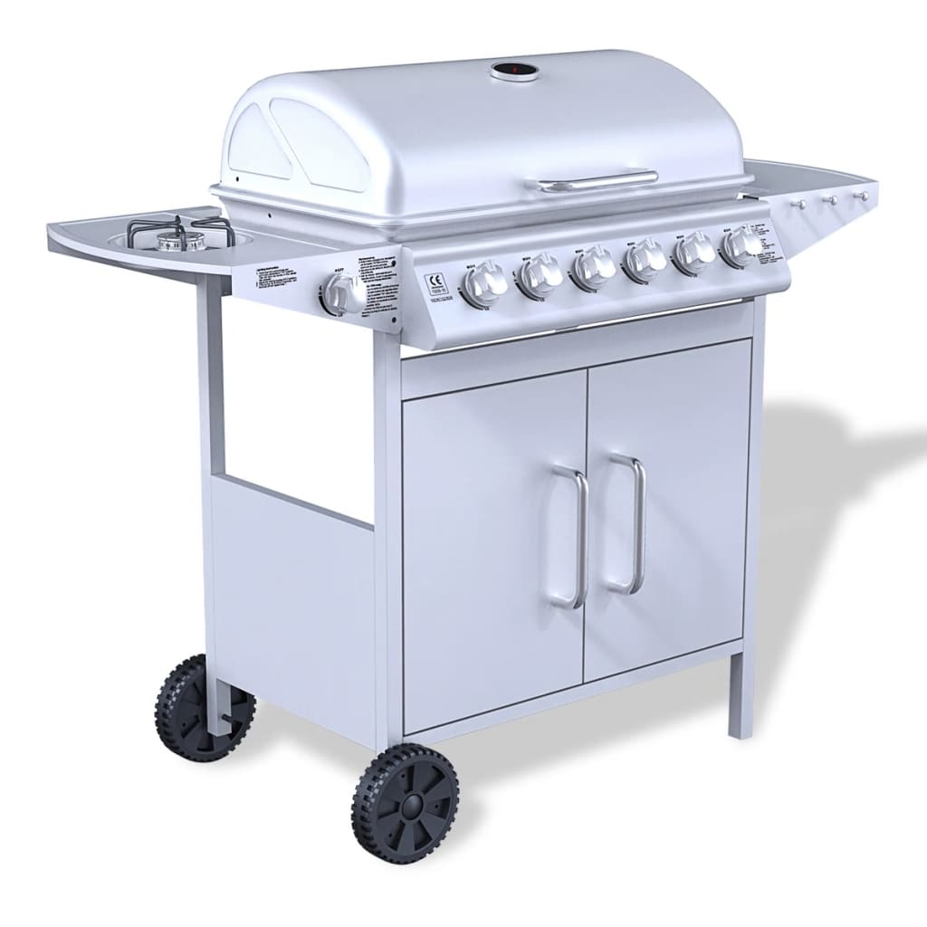 Gasbarbecue En Grill 6+1 Branders Rvs Zilver