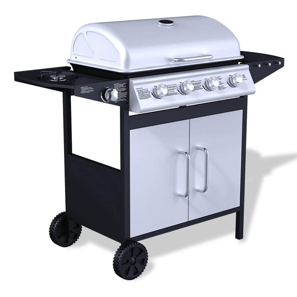 Gasbarbecue 4+1 Branders Rvs Zwart En Zilver