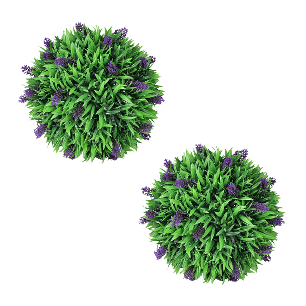 2-Delige Kunstbuxussenset Bolvormig Met Lavendel 30 Cm