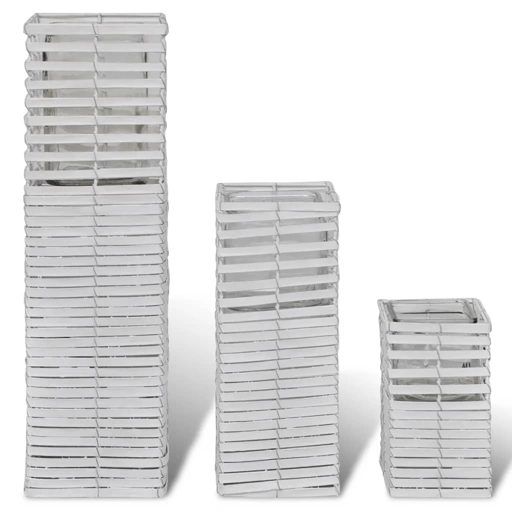 Kaarsenhouder Gewoven Handgemaakt 3 Stuks Wit