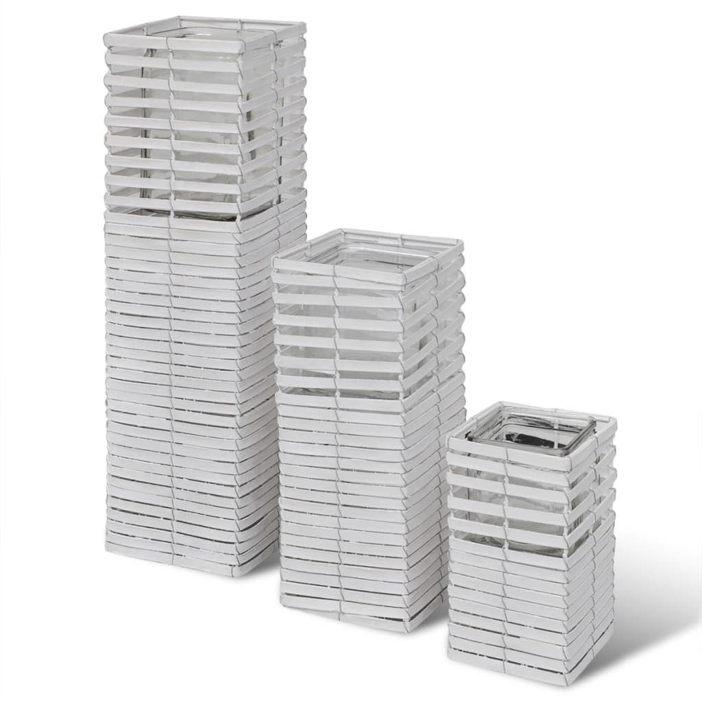 Kaarsenhouder Gewoven Handgemaakt 3 Stuks Wit