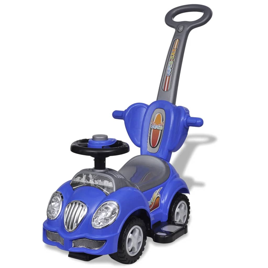 Loopauto Met Duwstang Blauw