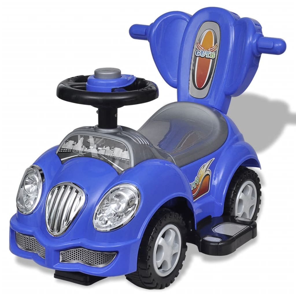 Loopauto Met Duwstang Blauw