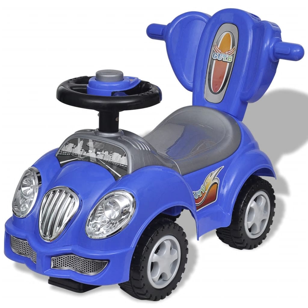 Loopauto Met Duwstang Blauw