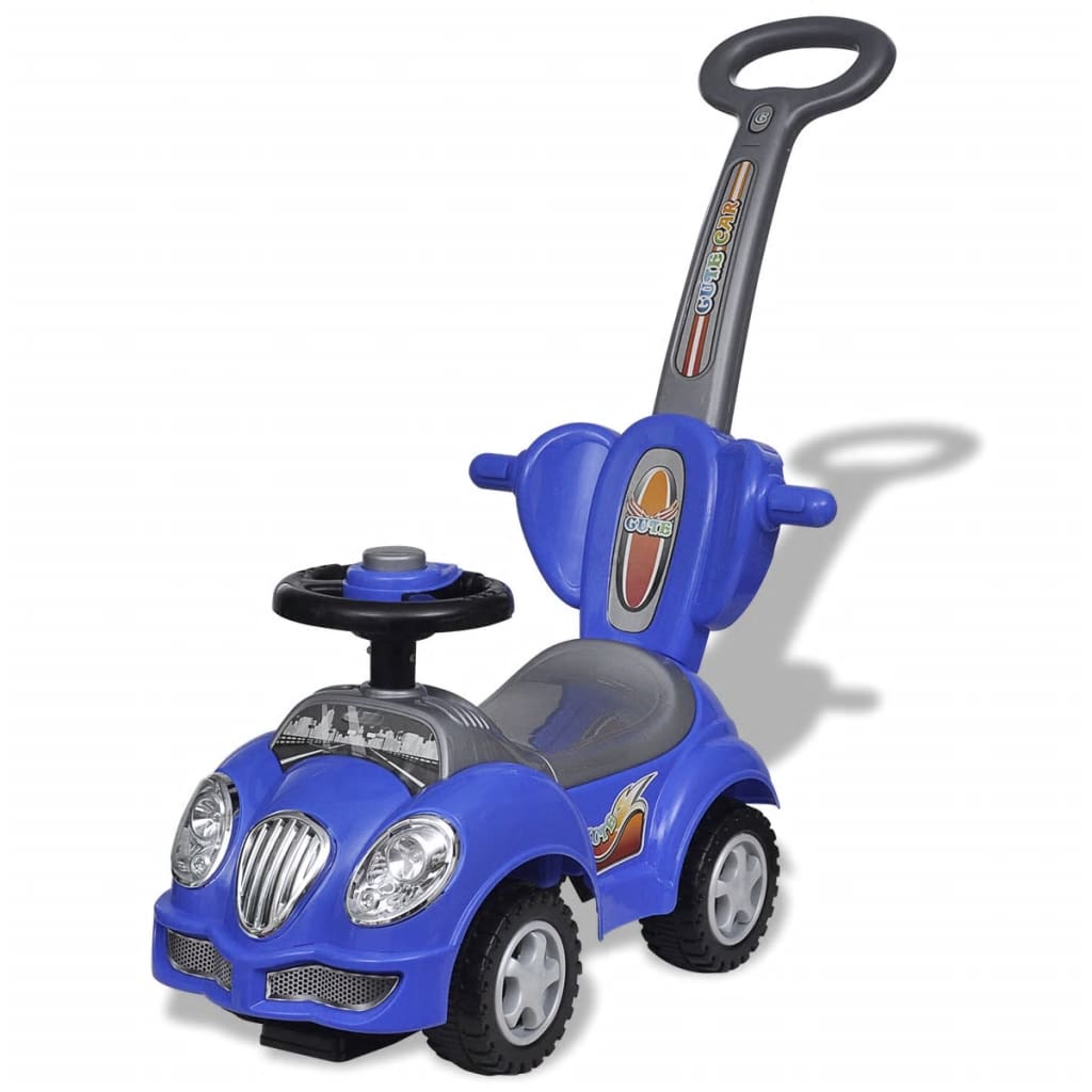 Loopauto Met Duwstang Blauw