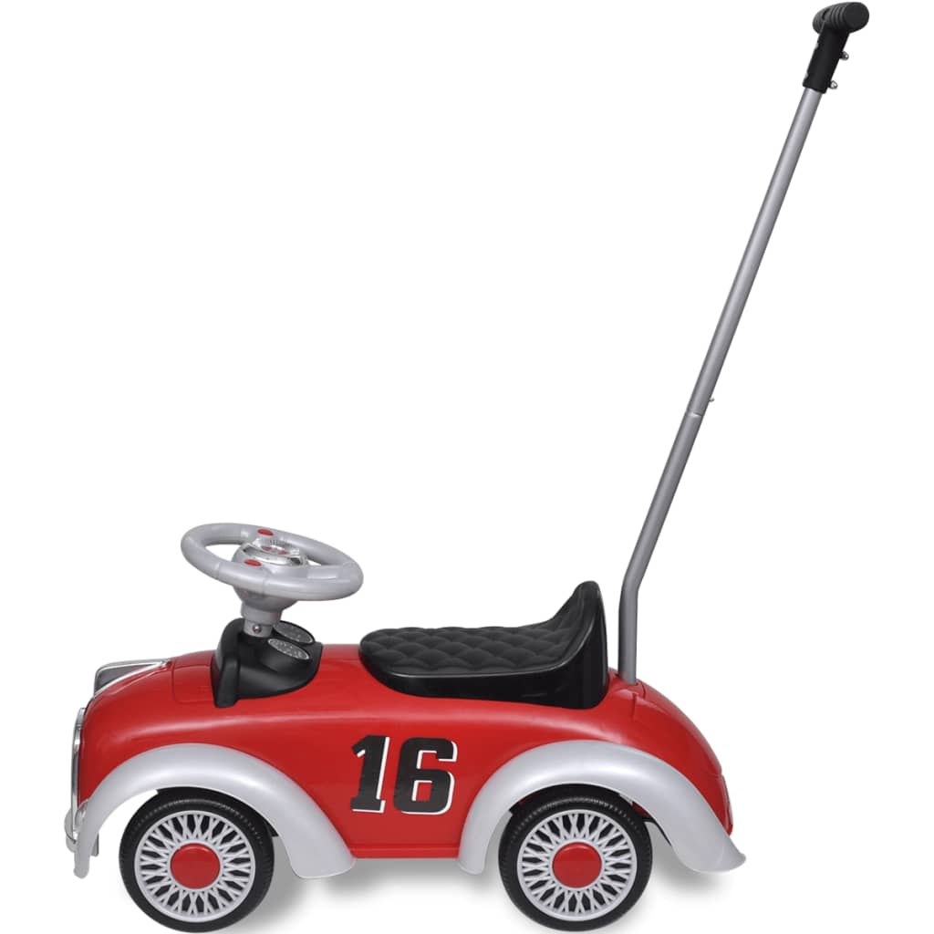 Loopauto Retro Met Duwstang Rood