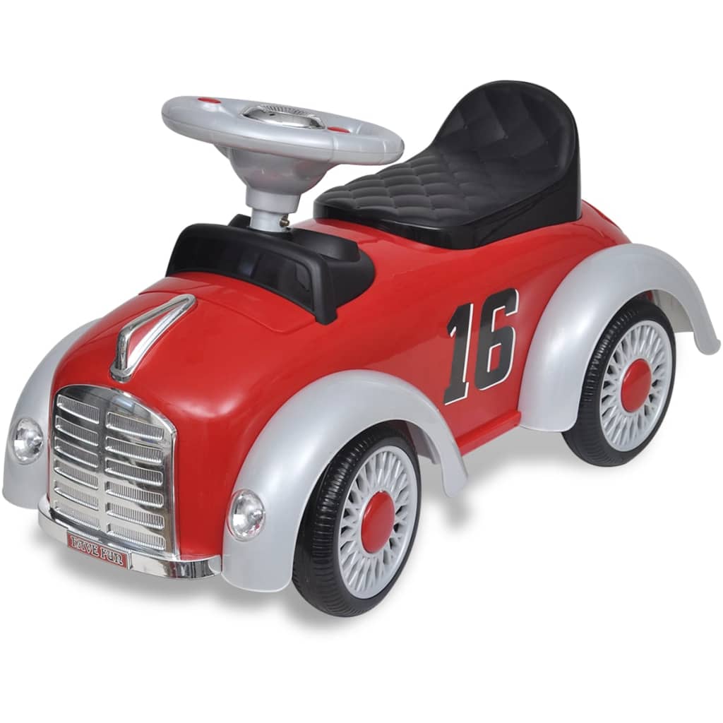 Loopauto Retro Met Duwstang Rood