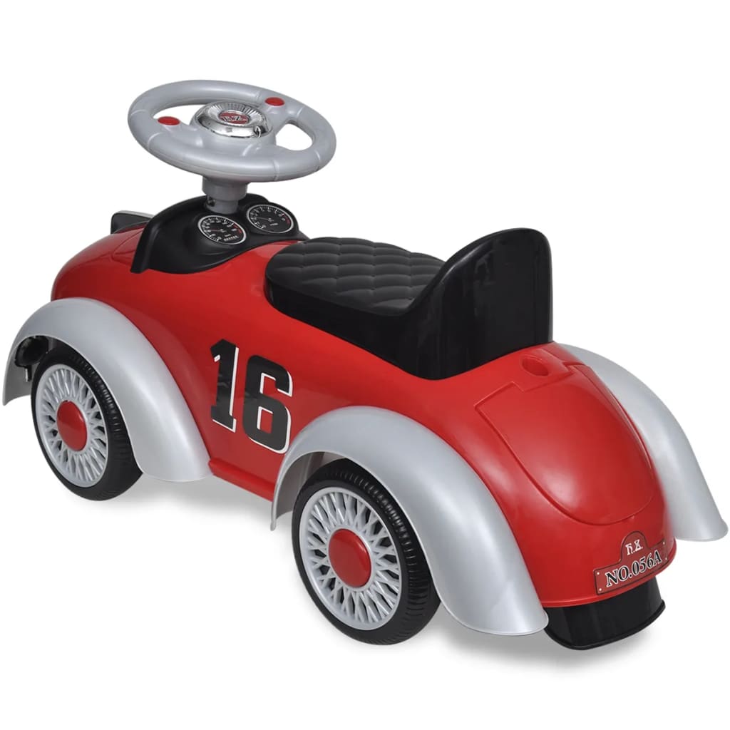 Loopauto Retro Met Duwstang Rood