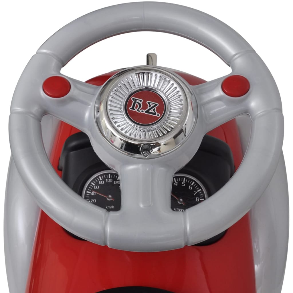 Loopauto Retro Met Duwstang Rood