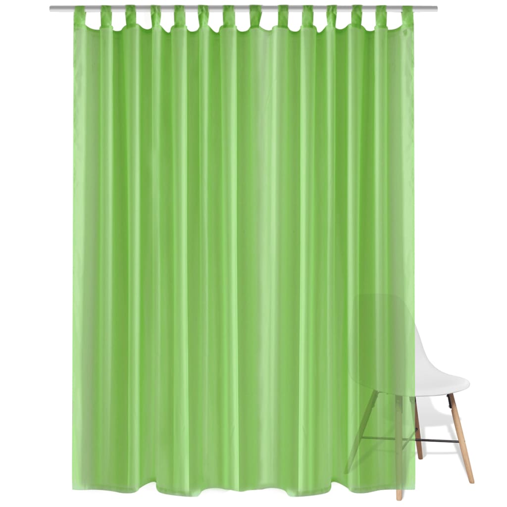 Glasgordijn 290 X 175 Cm Groen 2 Stuks