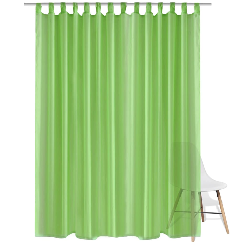 Glasgordijn 290 X 225 Cm Groen 2 Stuks