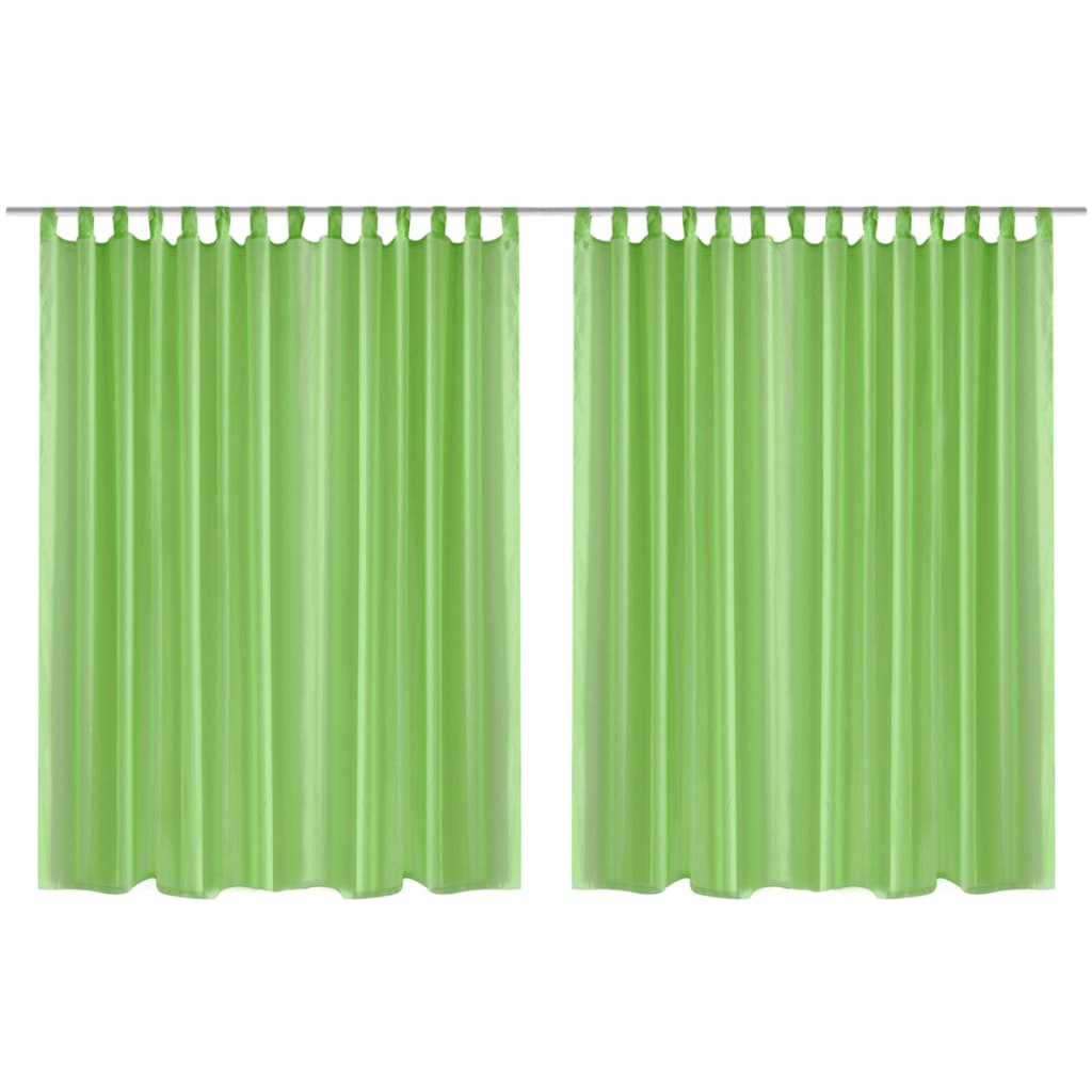 Glasgordijn 290 X 245 Cm Groen 2 Stuks