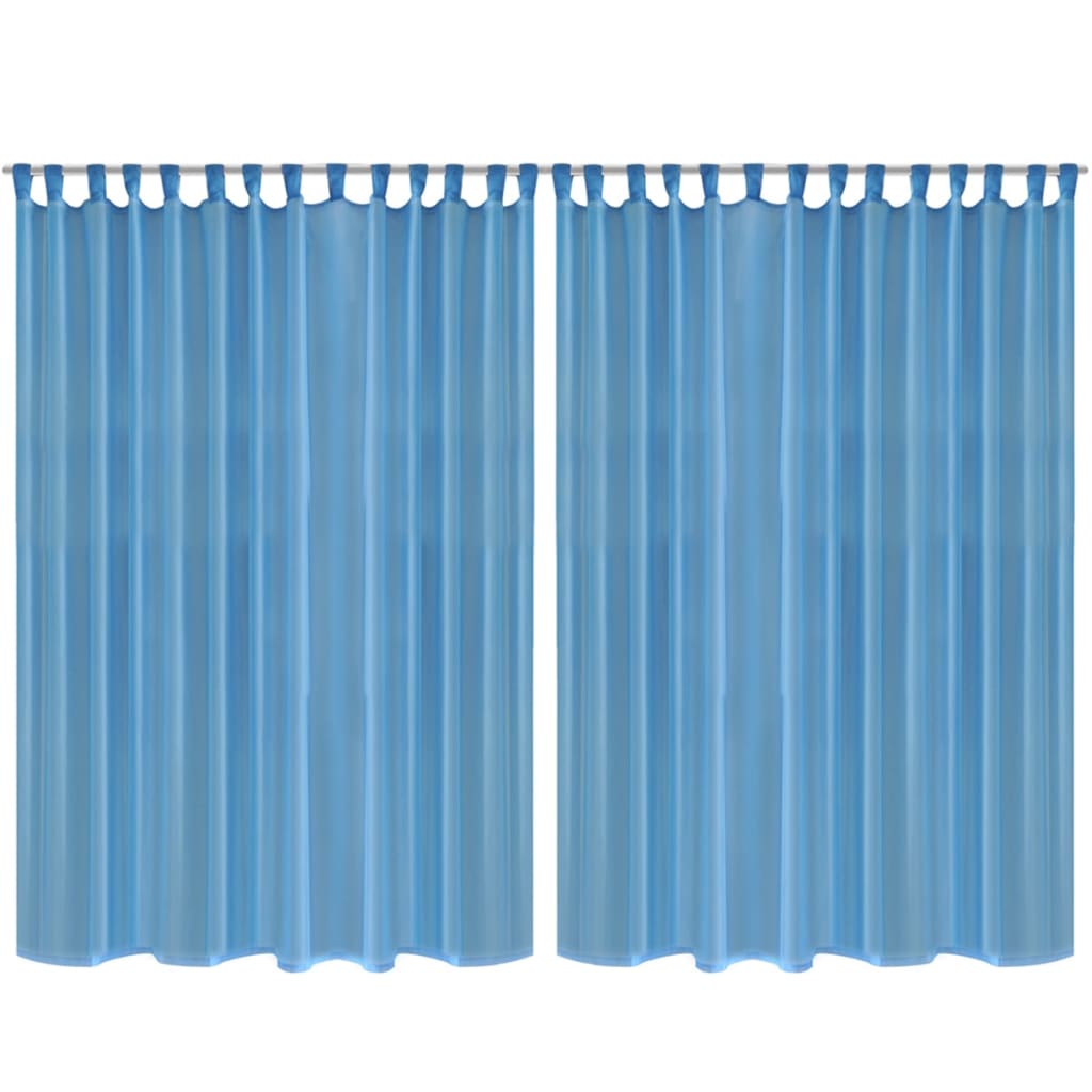 Glasgordijn 290 X 225 Cm Turquoise 2 Stuks