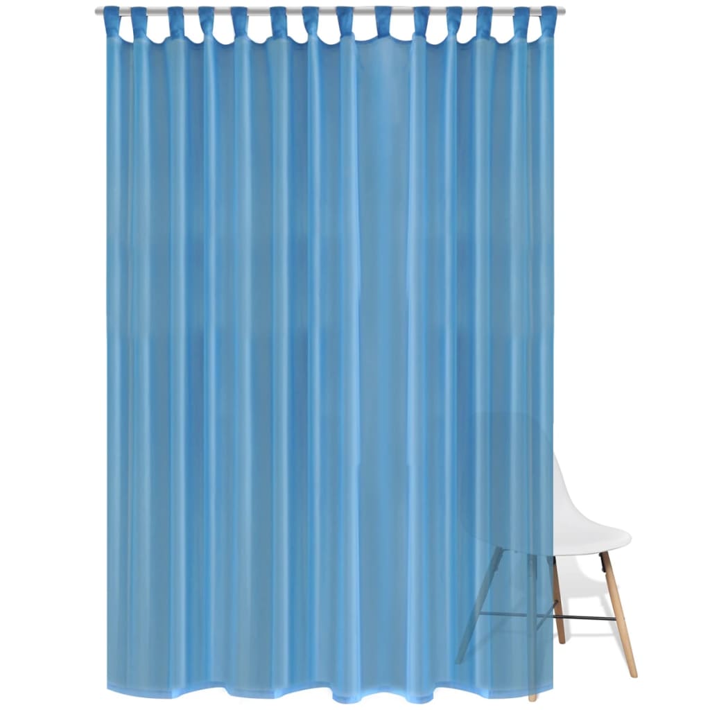 Glasgordijn 290 X 225 Cm Turquoise 2 Stuks