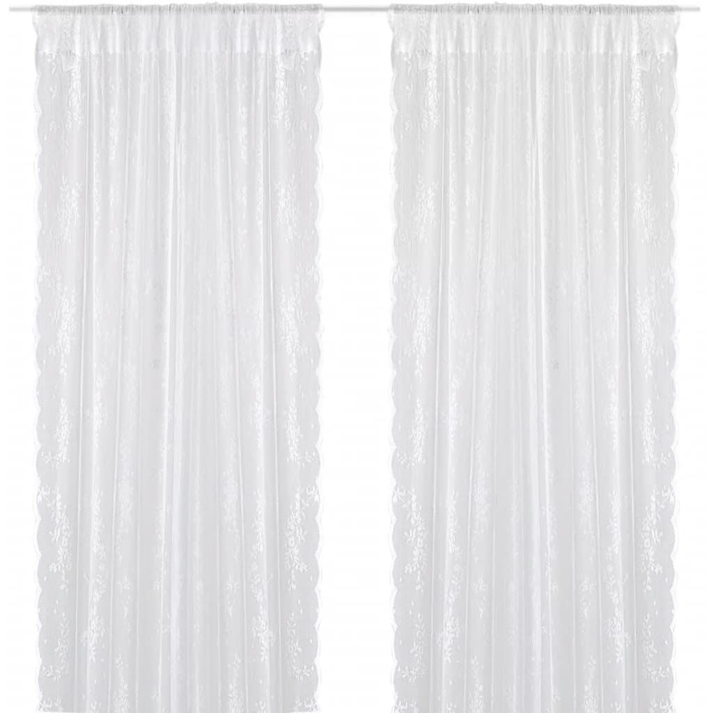 2 Vitrages Met Bloemen 140 X 175 Cm Wit