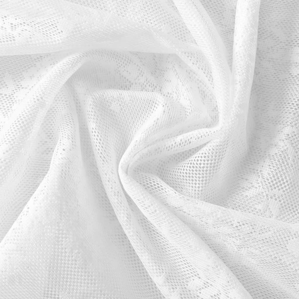 2 Vitrages Met Bloemen 140 X 175 Cm Wit