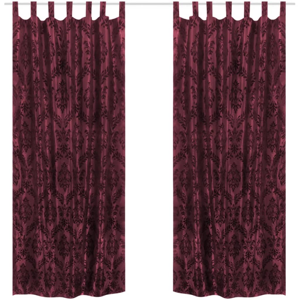 2 Gordijnen Tafzijde Barok 140 X 225 Cm Bordeauxrood