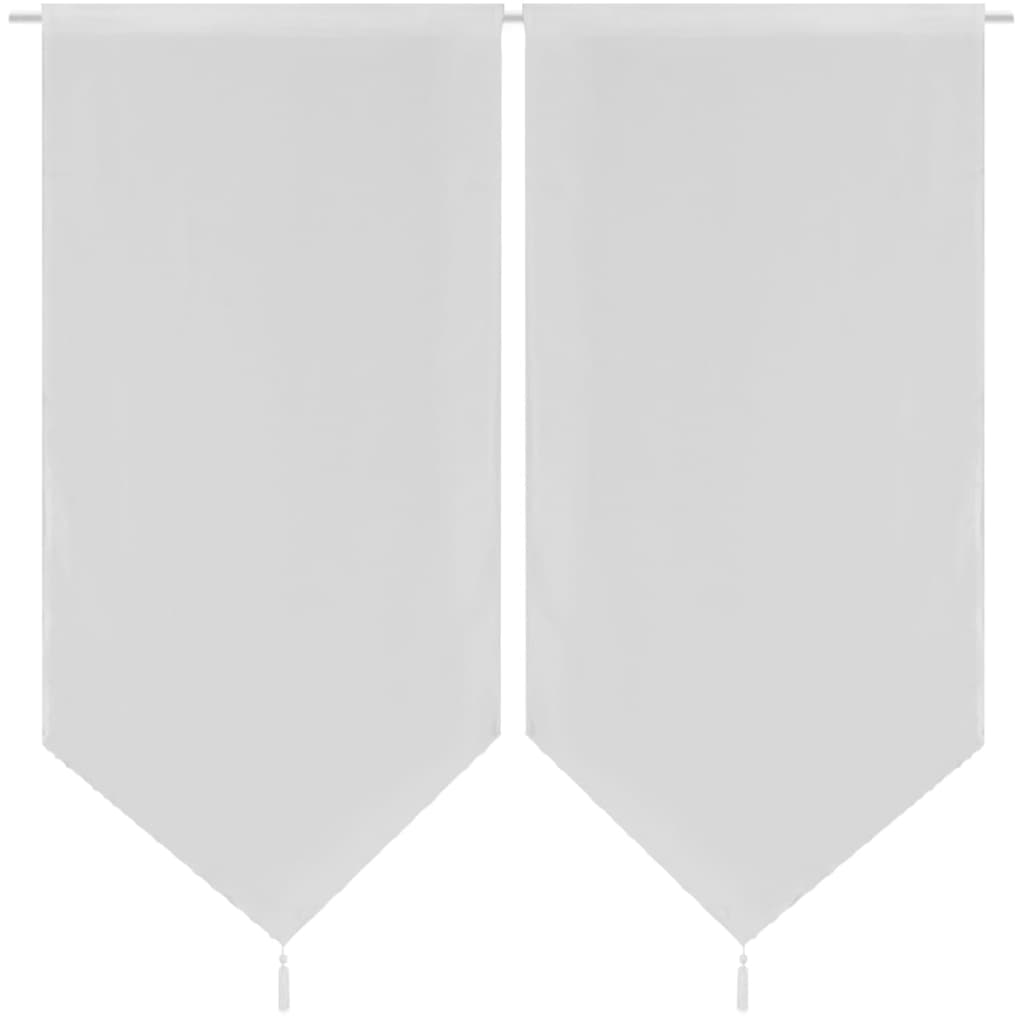 2 Keukenvitrages Linnenachtig 60 X 160 Cm Wit