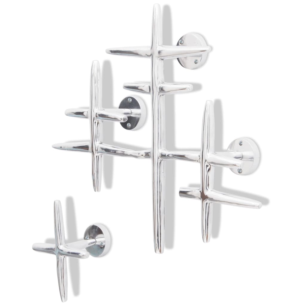 2 Wandkapstokken Aluminium Zilverkleurig