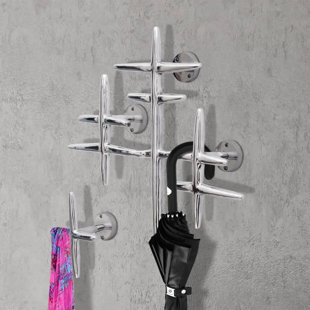 2 Wandkapstokken Aluminium Zilverkleurig