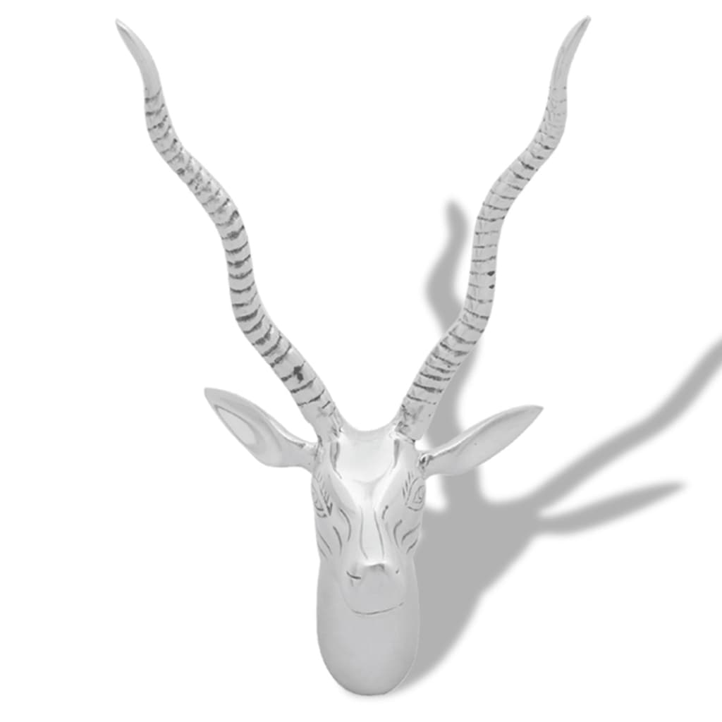Wanddecoratie Gazellekop 33 Cm Aluminium Zilverkleurig