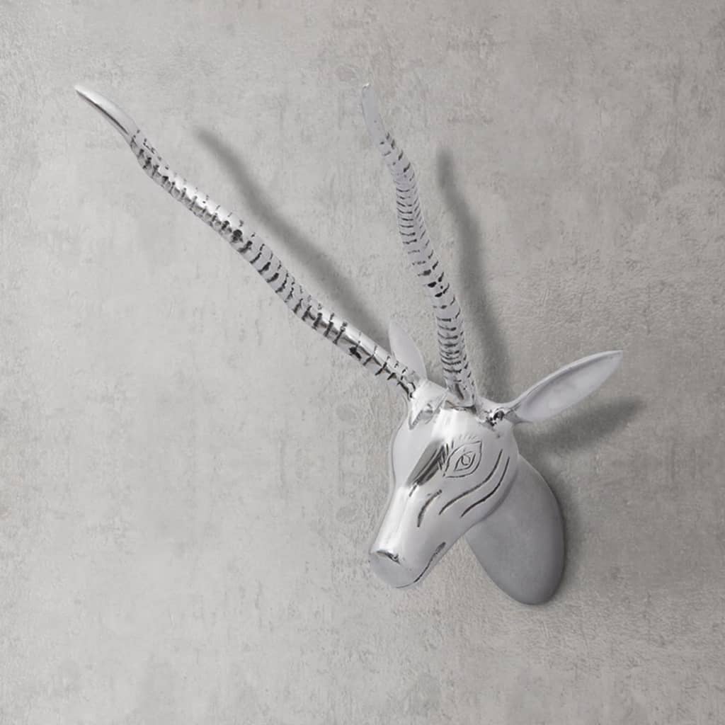 Wanddecoratie Gazellekop 33 Cm Aluminium Zilverkleurig