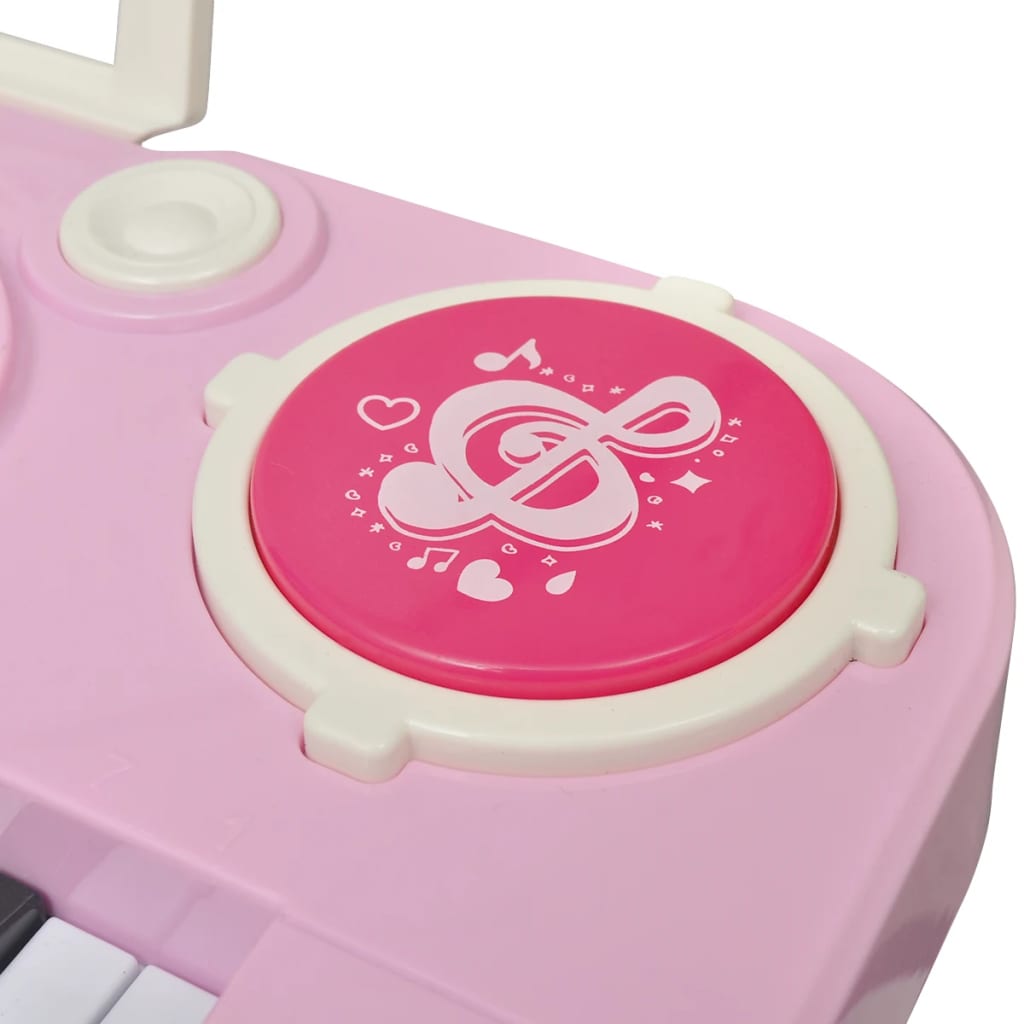 Speelgoedkeyboard Met Krukje/Microfoon En 37 Toetsen Roze