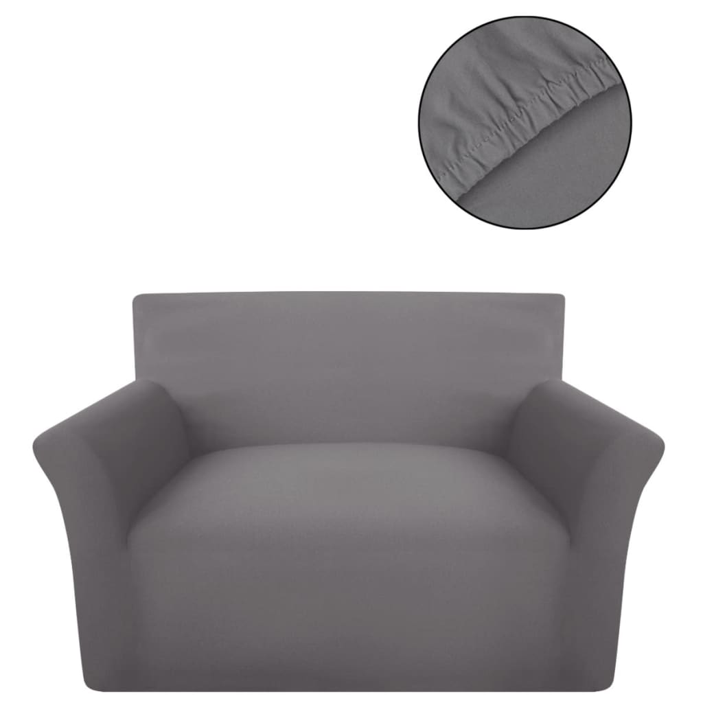 131025 Stretch Couch Slipcover Grey Cotton Jersey