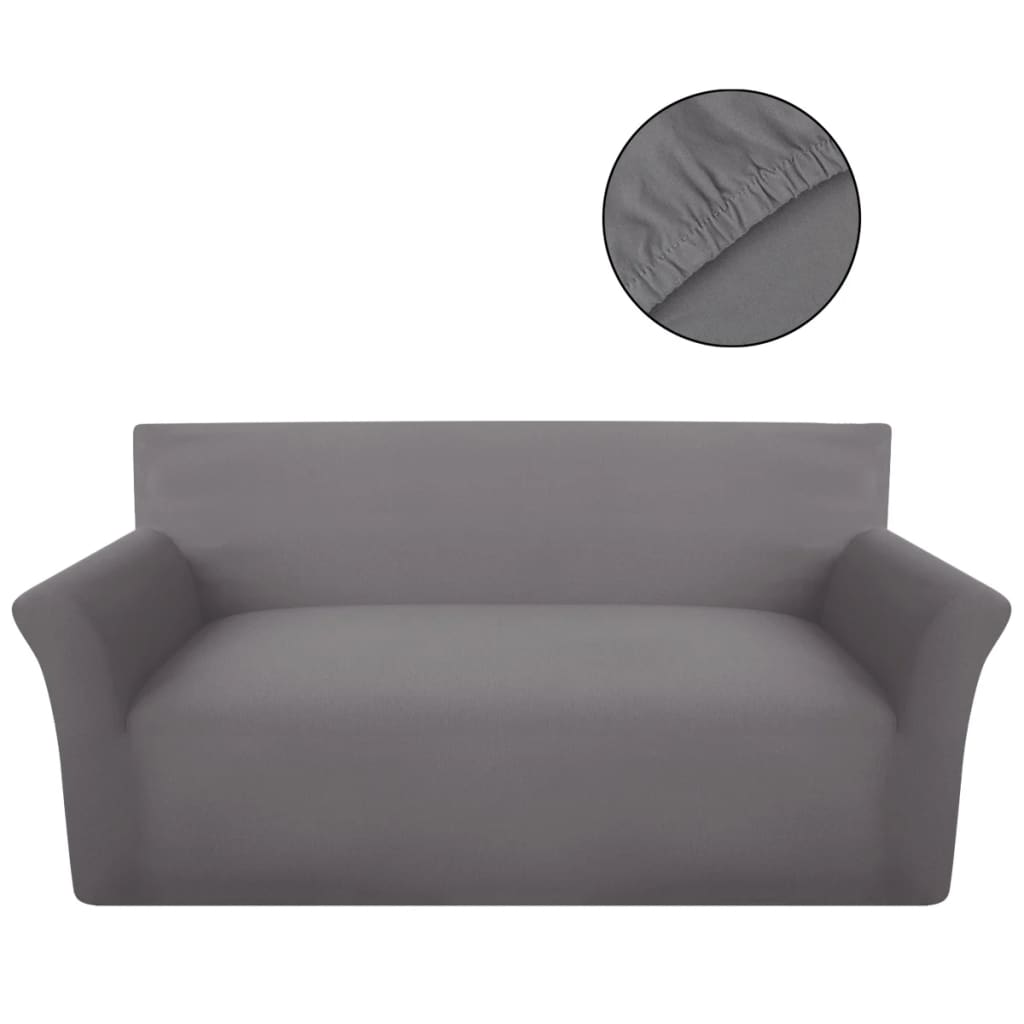 131026 Stretch Couch Slipcover Grey Cotton Jersey
