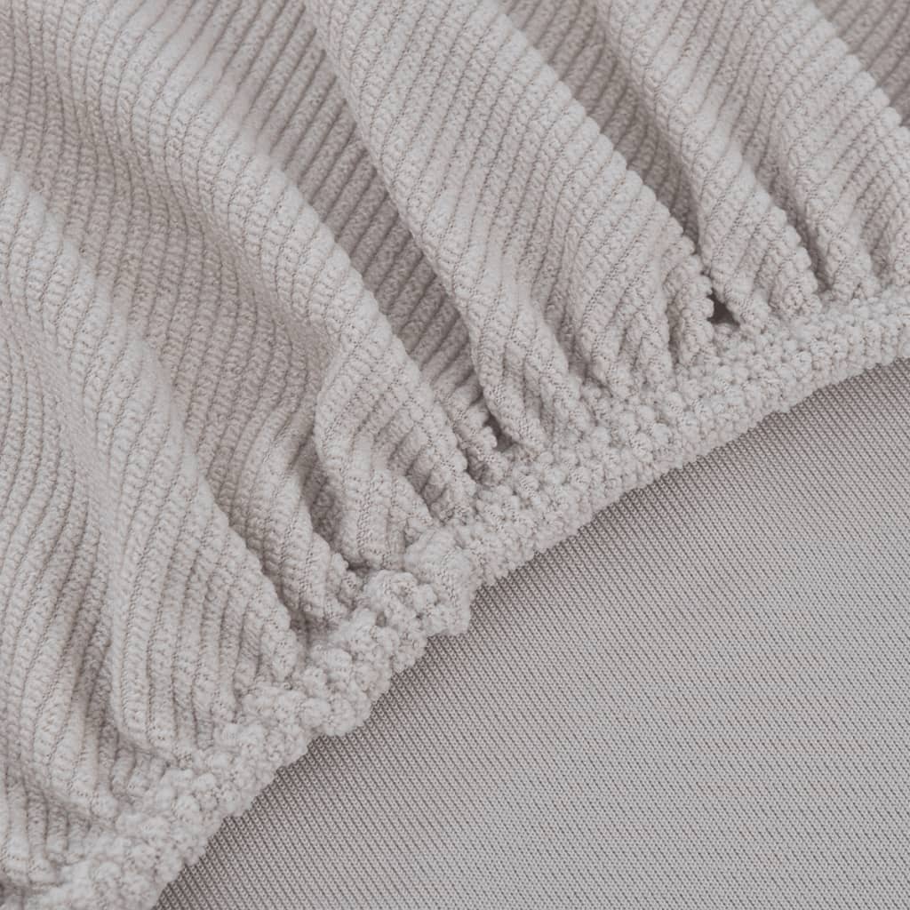 Bankhoes Stretch Polyester Ribstof Beige