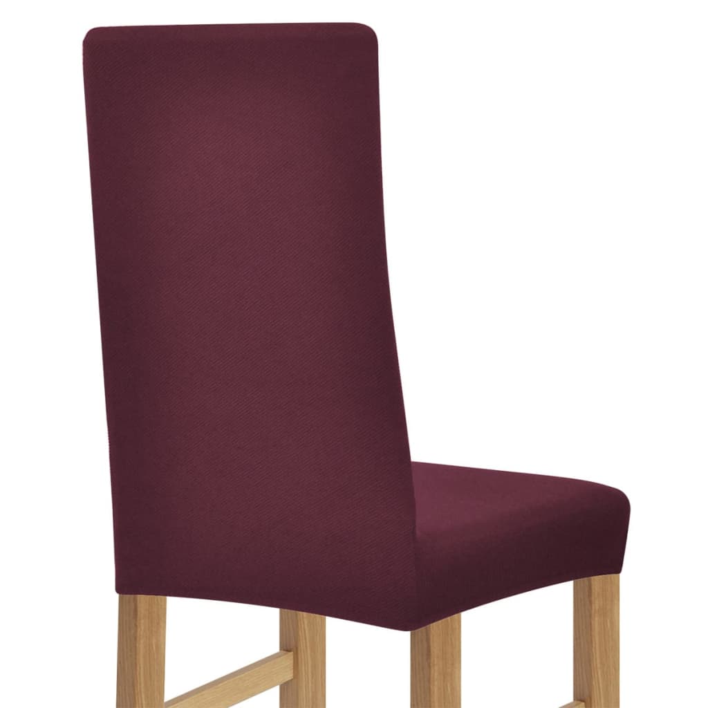 131043 Stretch Chair Covers 6 Pcs Burgundy Polyester Rib Fabric