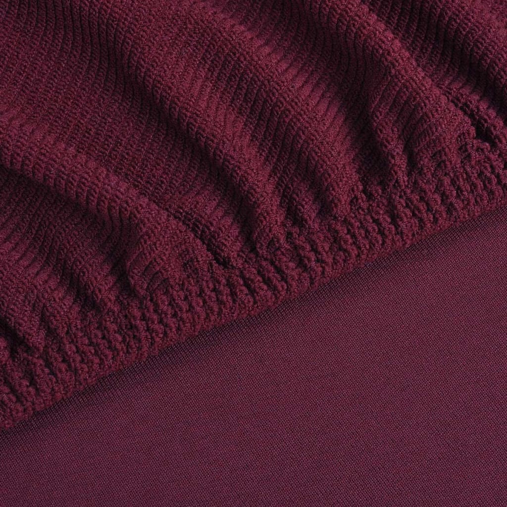 131043 Stretch Chair Covers 6 Pcs Burgundy Polyester Rib Fabric